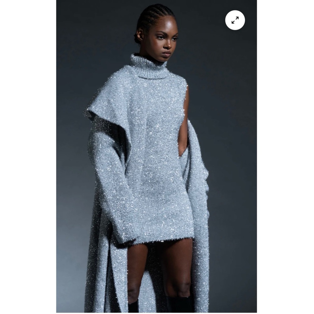 AKIRA glitter duster and mini dress